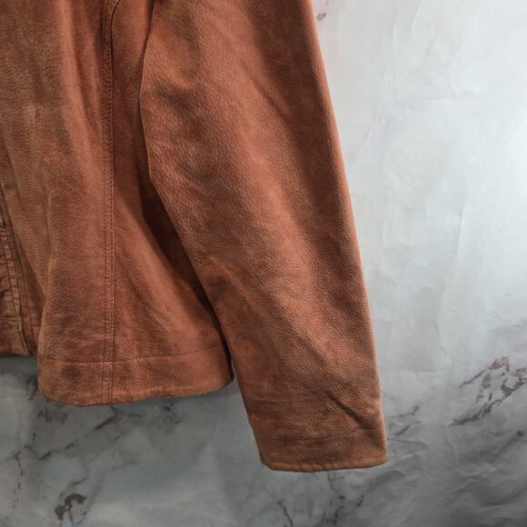 Chicos Jacket XL 3 Pink Peach Leather Suede Moto Biker Pastel Light Zip Vintage - Picture 4 of 11